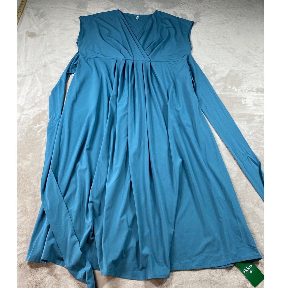 NWT Halara Breezeful V Neck Short Sleeve Pocket Tie Back Maxi Casual Dress Sz 1X
